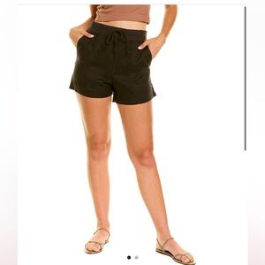 James Perse black 100% linen short